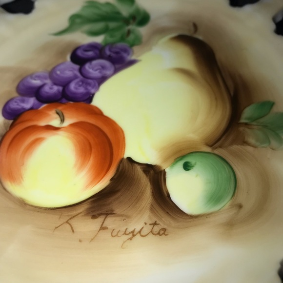 Vintage Norleans Japan Hand Painted Fruit Reticulated Plate Signed K .Fujita - Picture 5 of 10